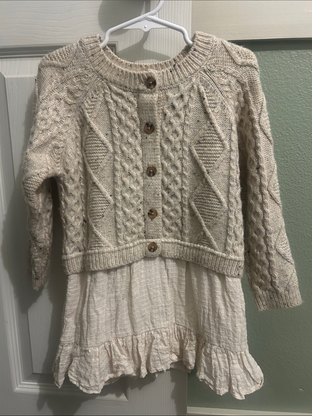Zara Cream Cable-Knit Cardigan Dress Set
